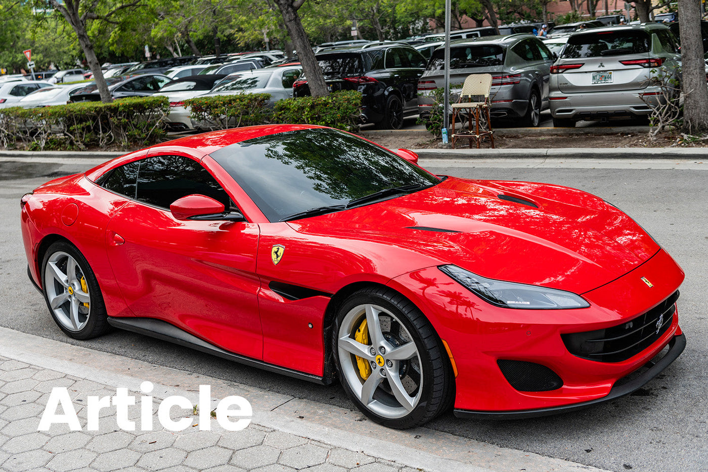 Red Ferrari out side 