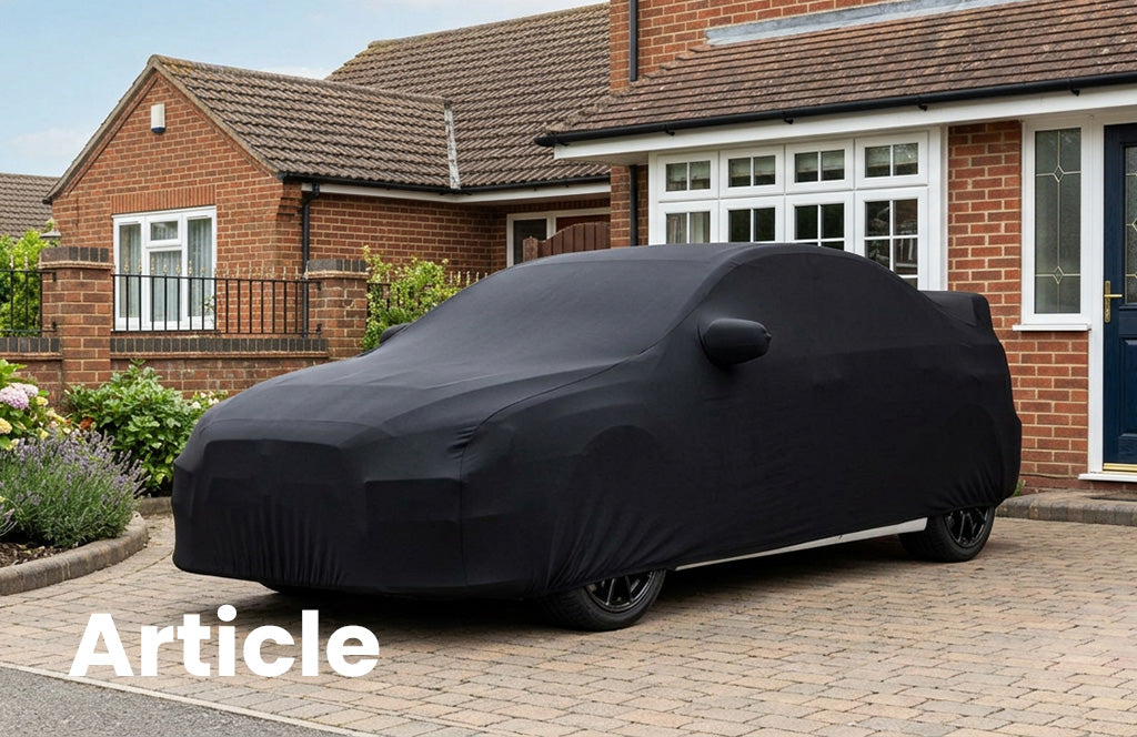 Mitsubishi black indoor stretch car cover over a mitsubishi 